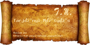 Tarjányi Mátyás névjegykártya